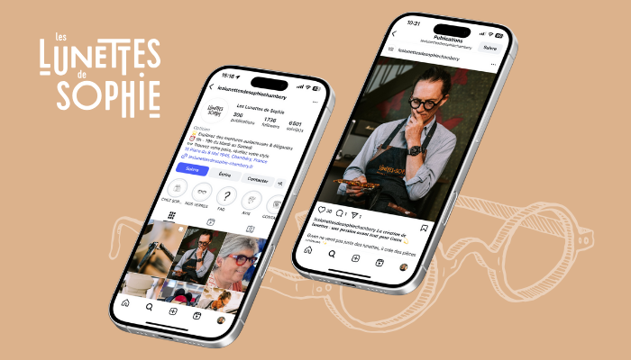 Gestion des réseaux sociaux et shooting photo pour Les Lunettes de Sophie à Chambéry