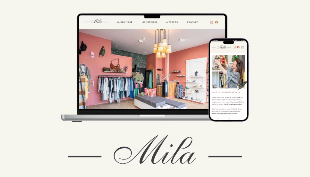 Site one page et shooting photo pour Mila Boutique à Aix-les-Bains