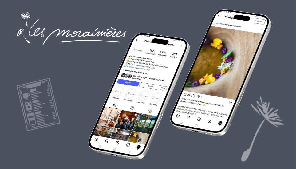 Gestion des réseaux sociaux, shootings photos et vidéos pour Les Morainières, restaurant gastronomique à Jongieux