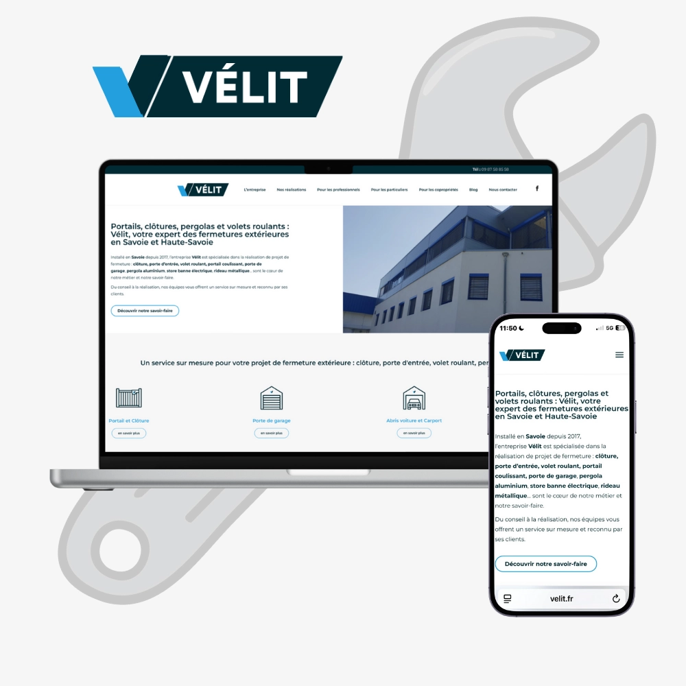 Site internet Vélit – fournisseur de portes de garage à La Motte-Servolex