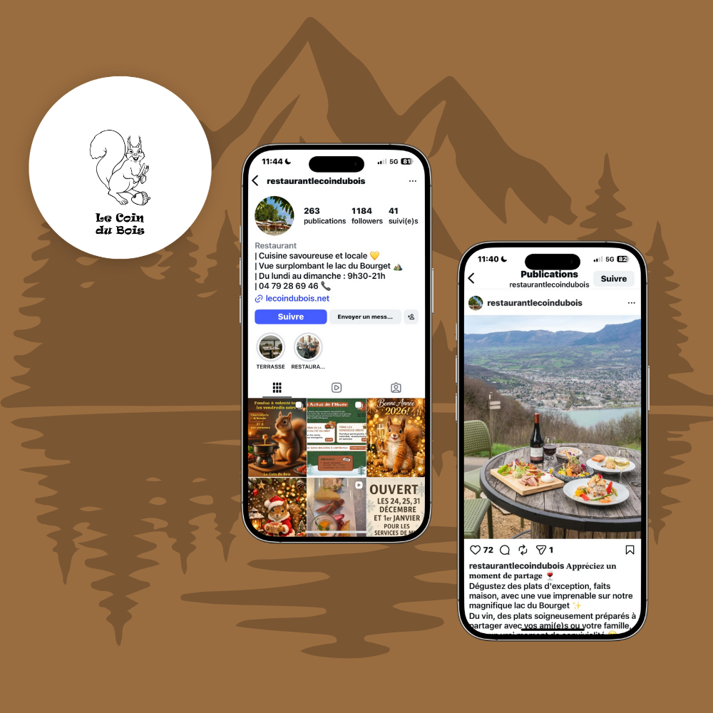 Page Instagram du restaurant Le Coin du Bois gérée par Golden Réseau